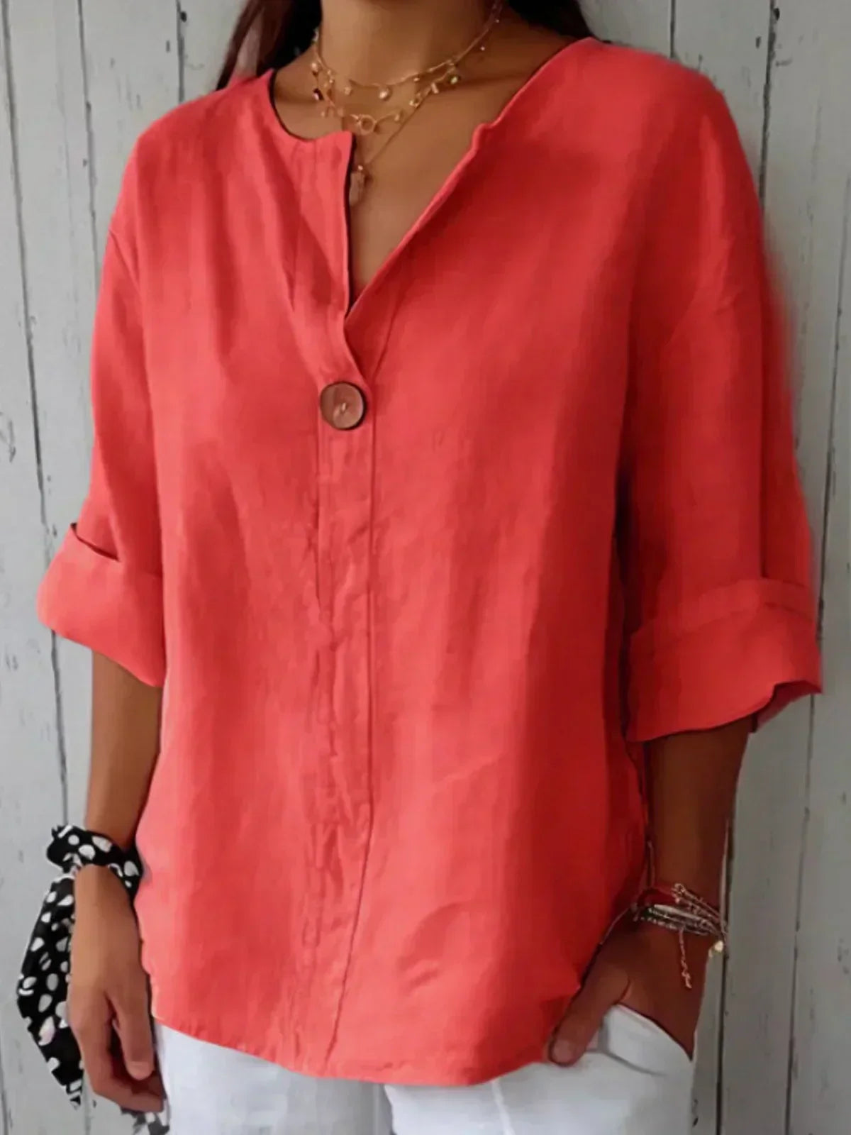 Moore | Premium V-Neck 3/4 Sleeve Blouse