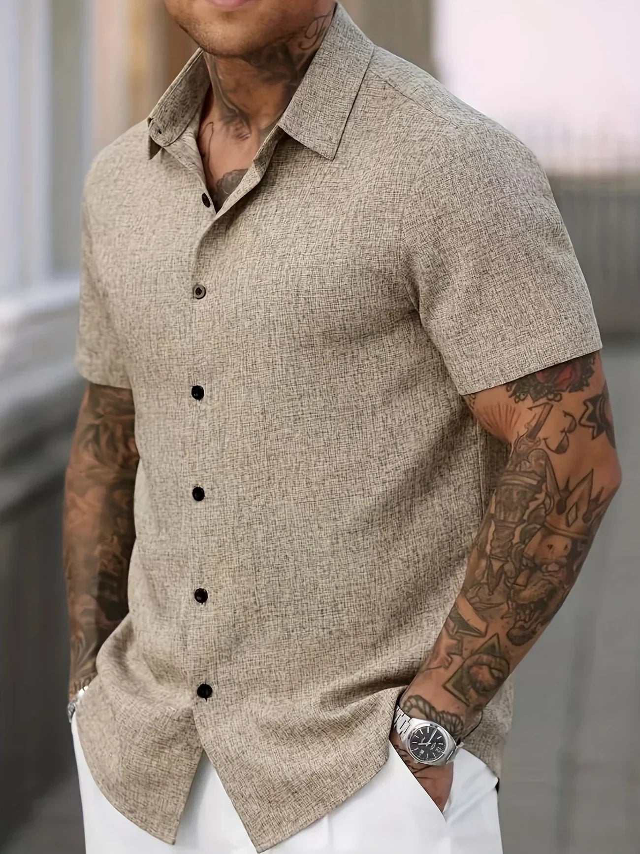Moore | Lightweight Short-Sleeve Linen Blend Shirt