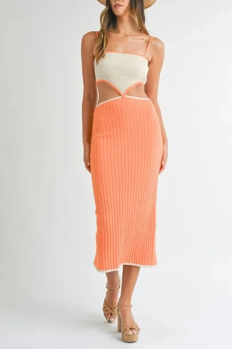 Moore | Ribbed Knitted Cutout Dress