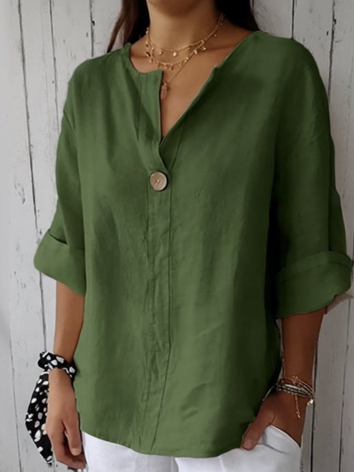 Moore | Premium V-Neck 3/4 Sleeve Blouse