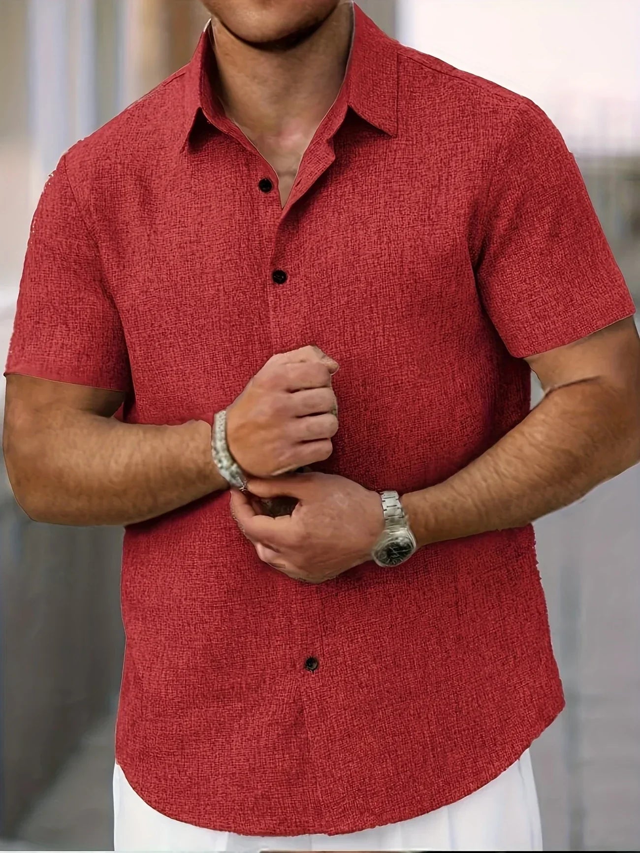Moore | Lightweight Short-Sleeve Linen Blend Shirt