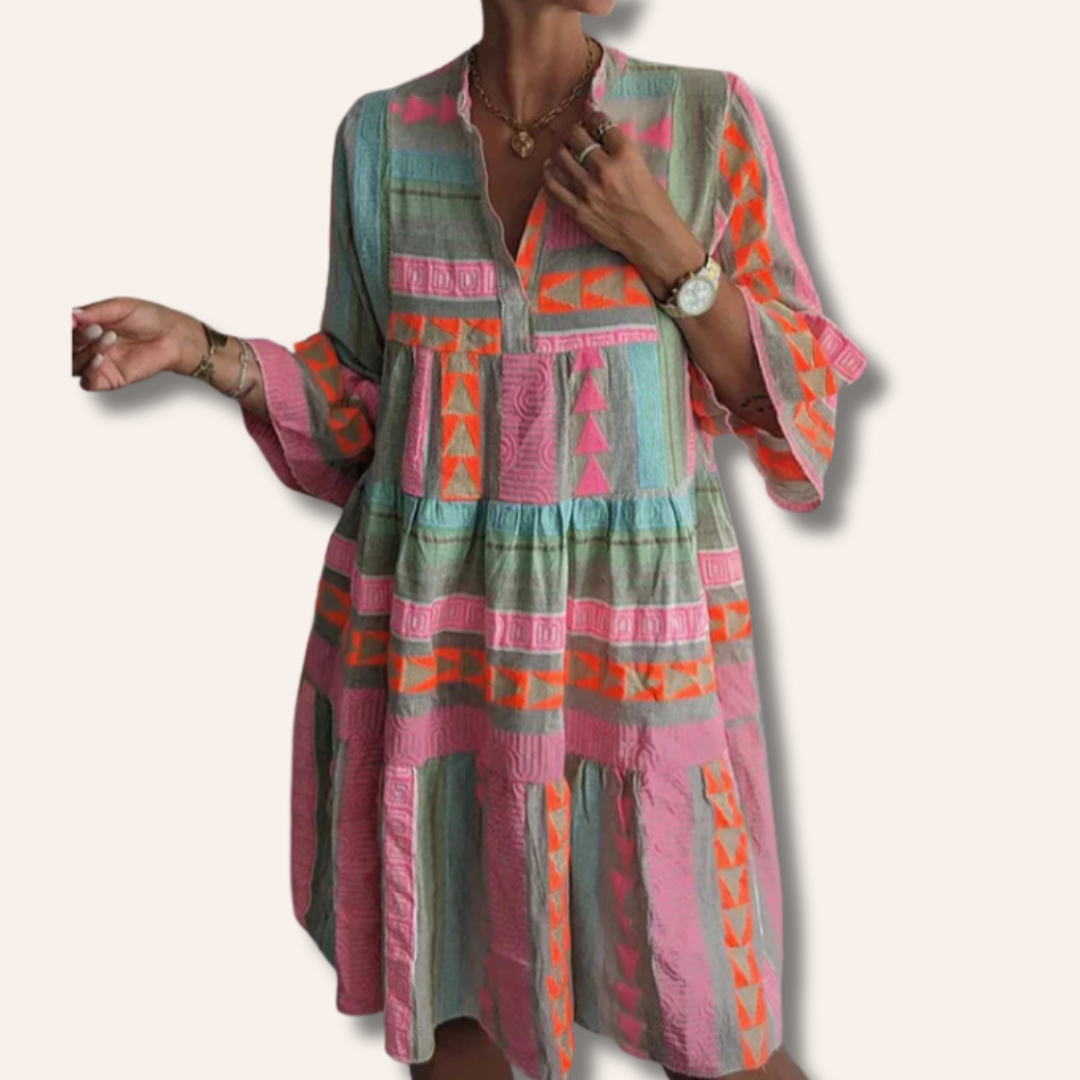 Moore | Chic V-Neck Cotton Summer Dress