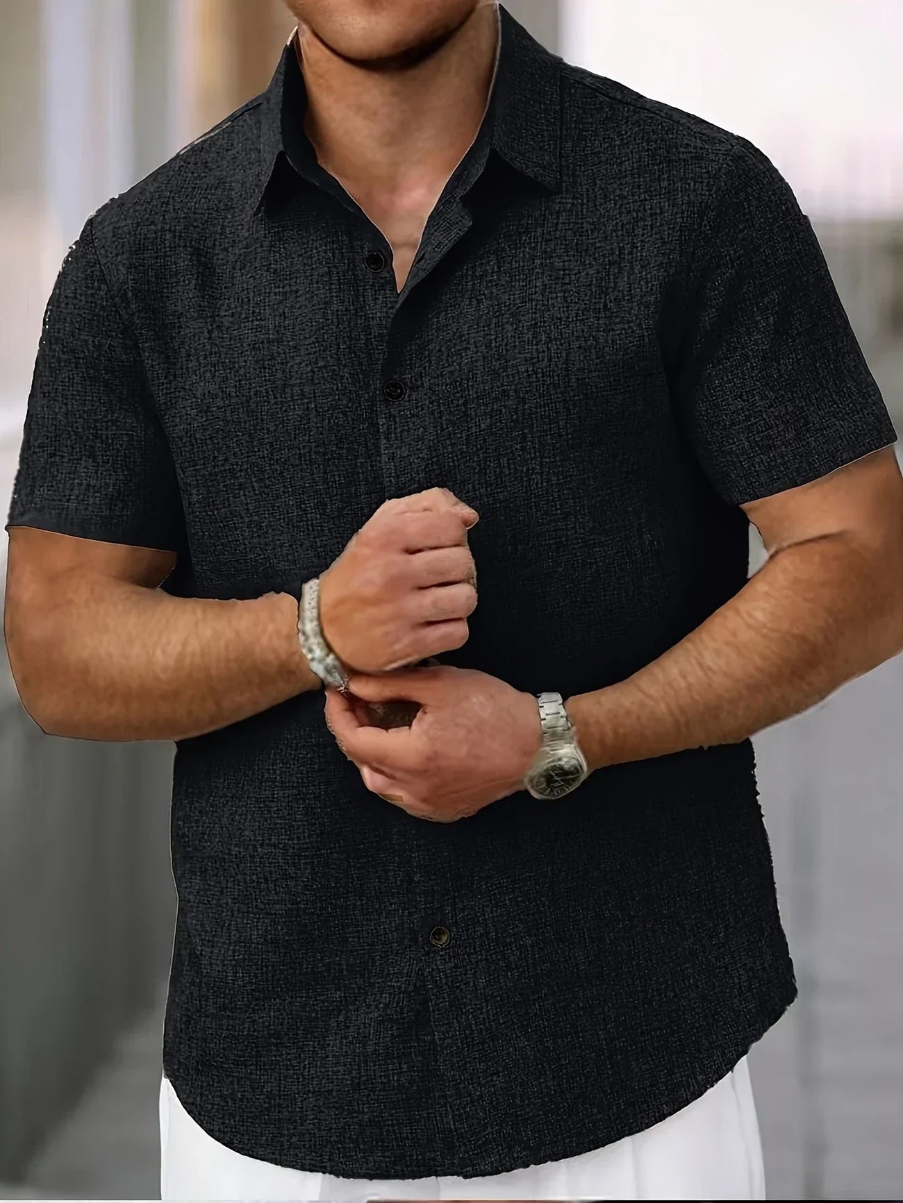 Moore | Lightweight Short-Sleeve Linen Blend Shirt