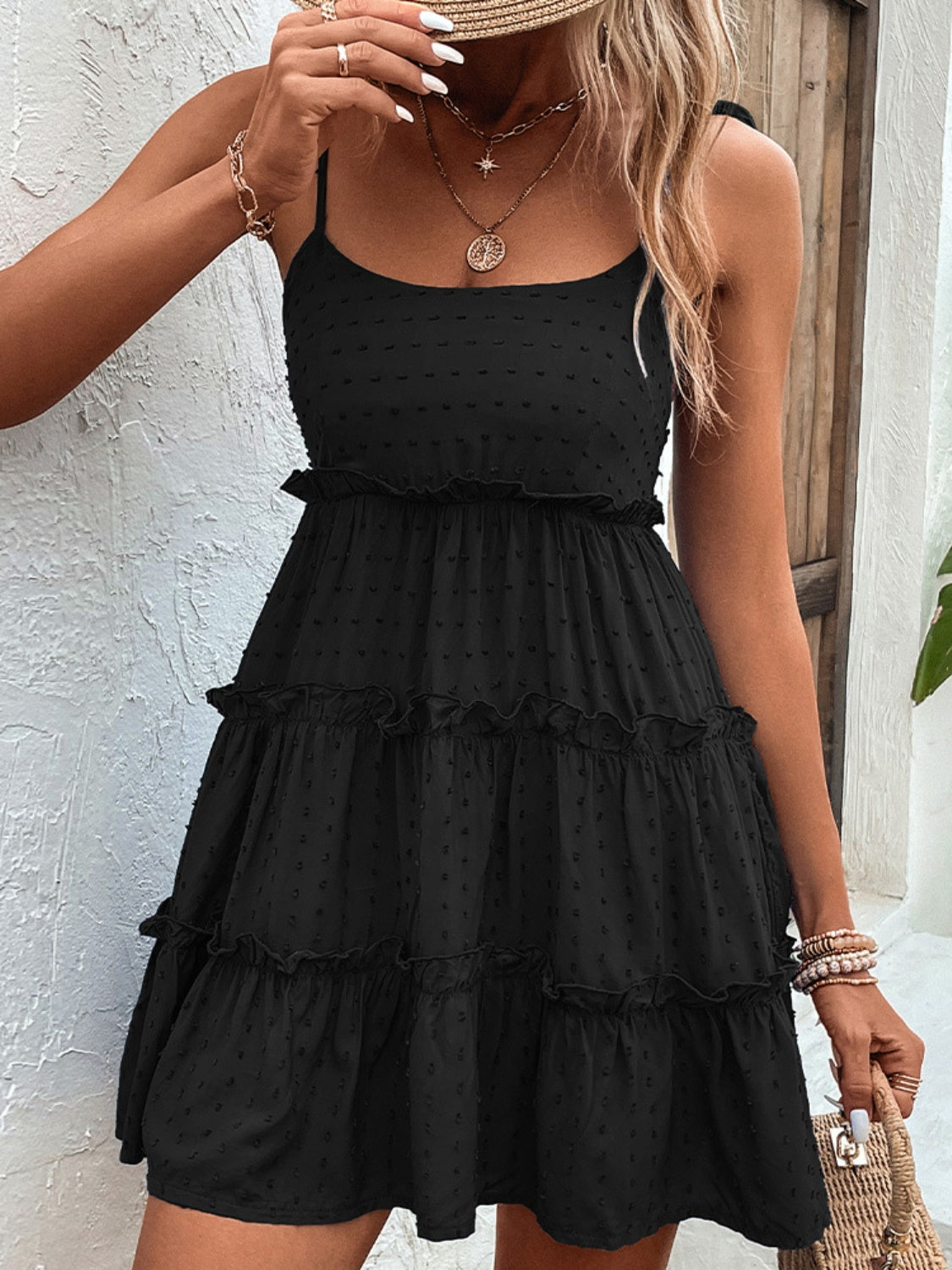 Moore | Spaghetti Strap Tiered Dress