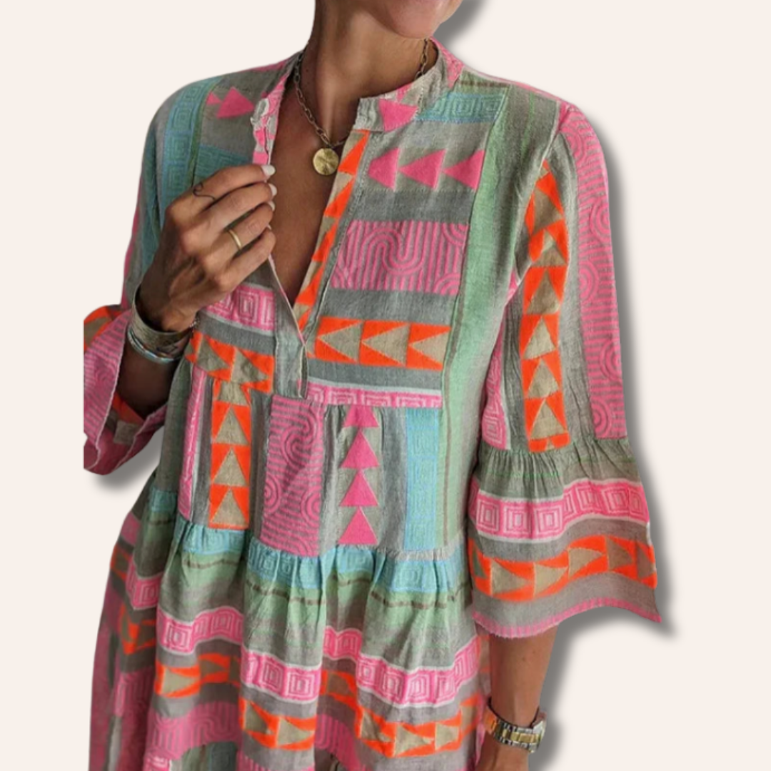 Moore | Chic V-Neck Cotton Summer Dress