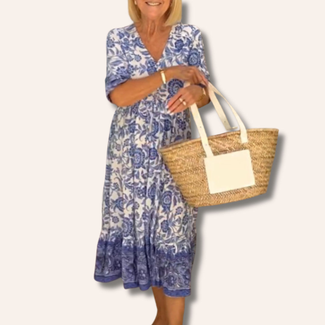 Moore | Elegant Floral Dress with V-Neck