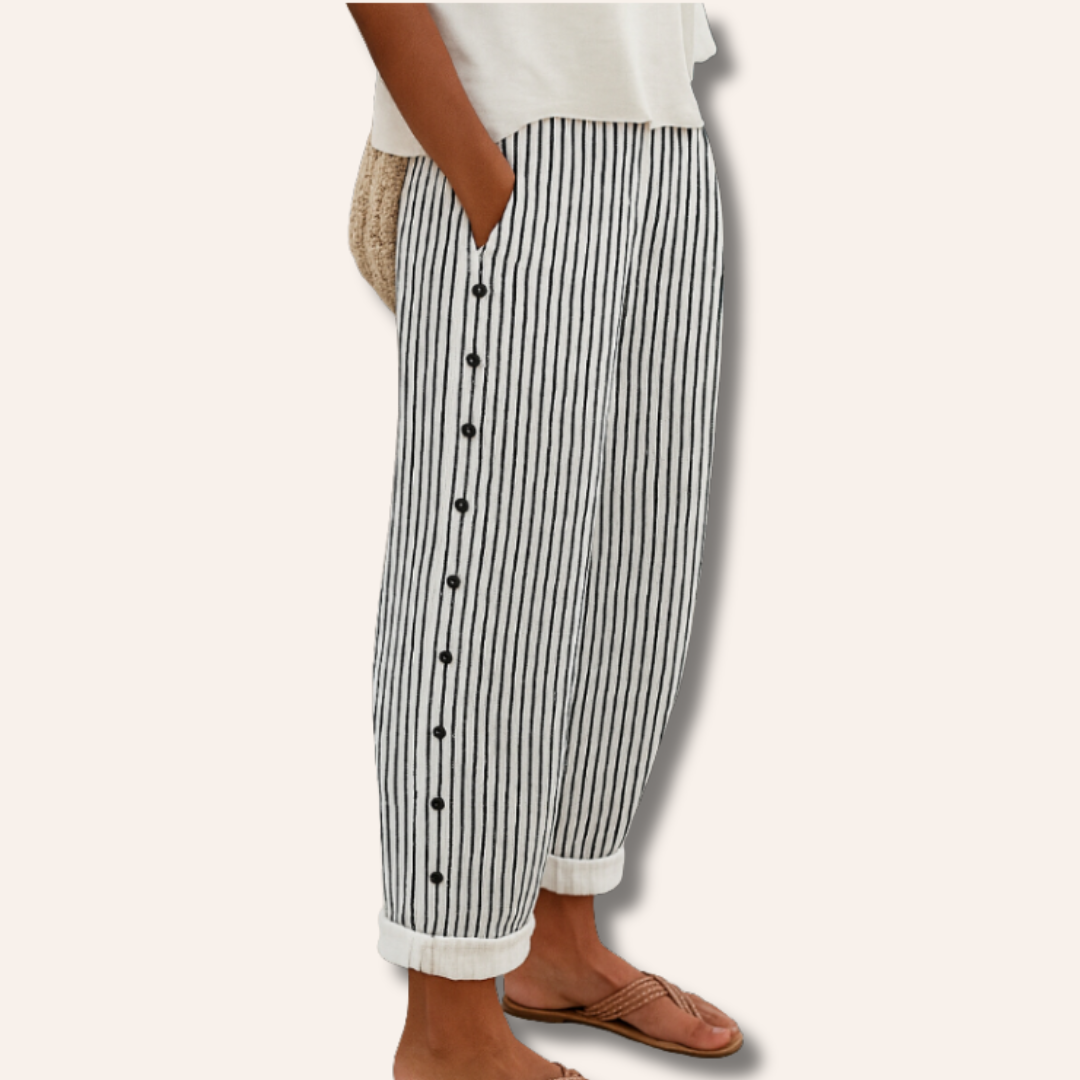 Moore | Stripe Button Trousers