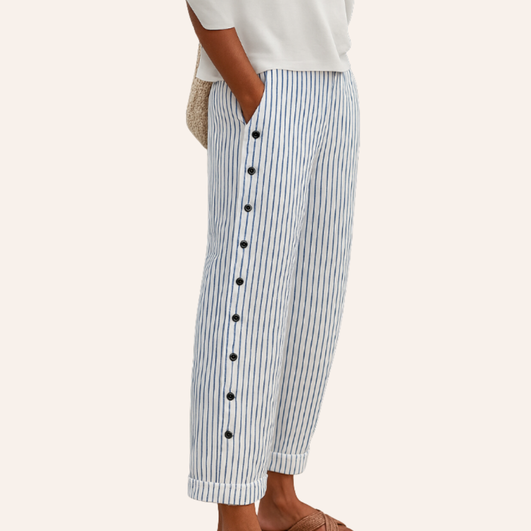 Moore | Stripe Button Trousers