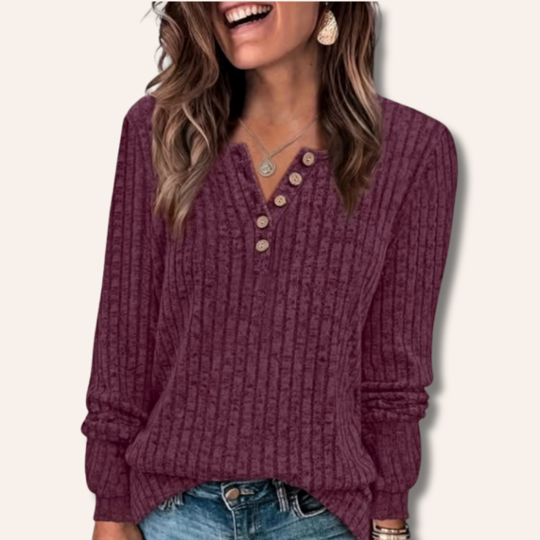 Moore | Textured Button Knit Top