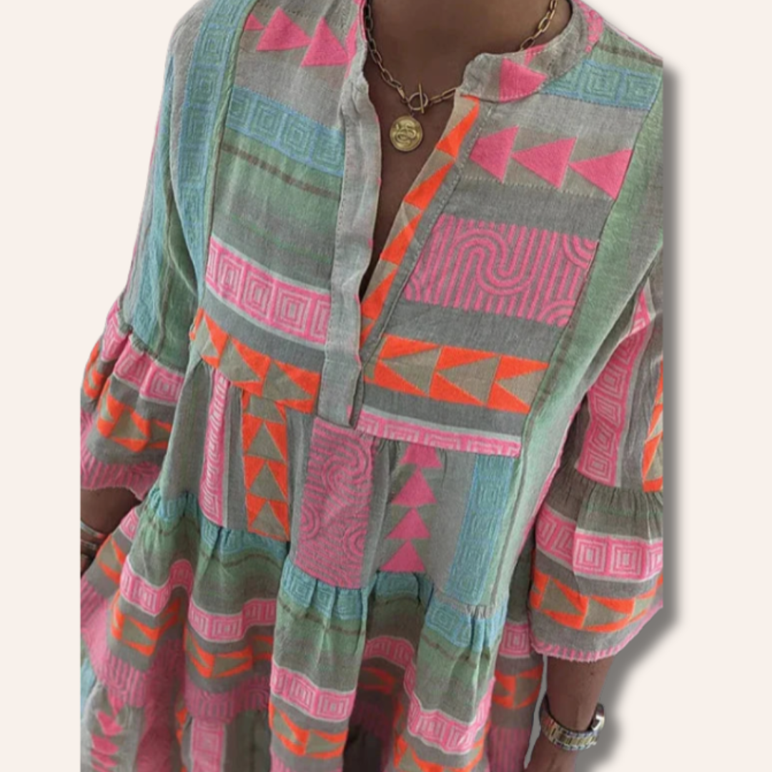 Moore | Chic V-Neck Cotton Summer Dress