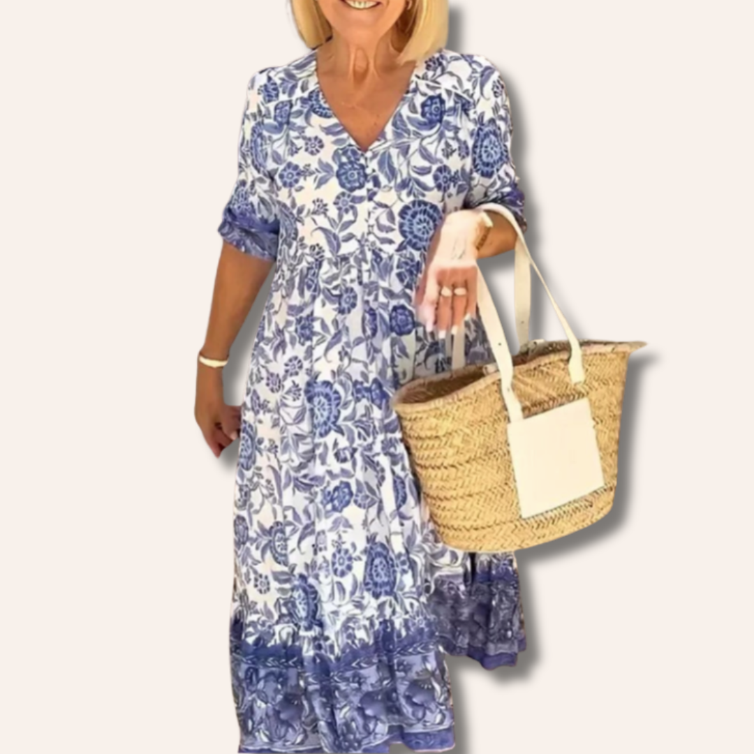 Moore | Elegant Floral Dress with V-Neck