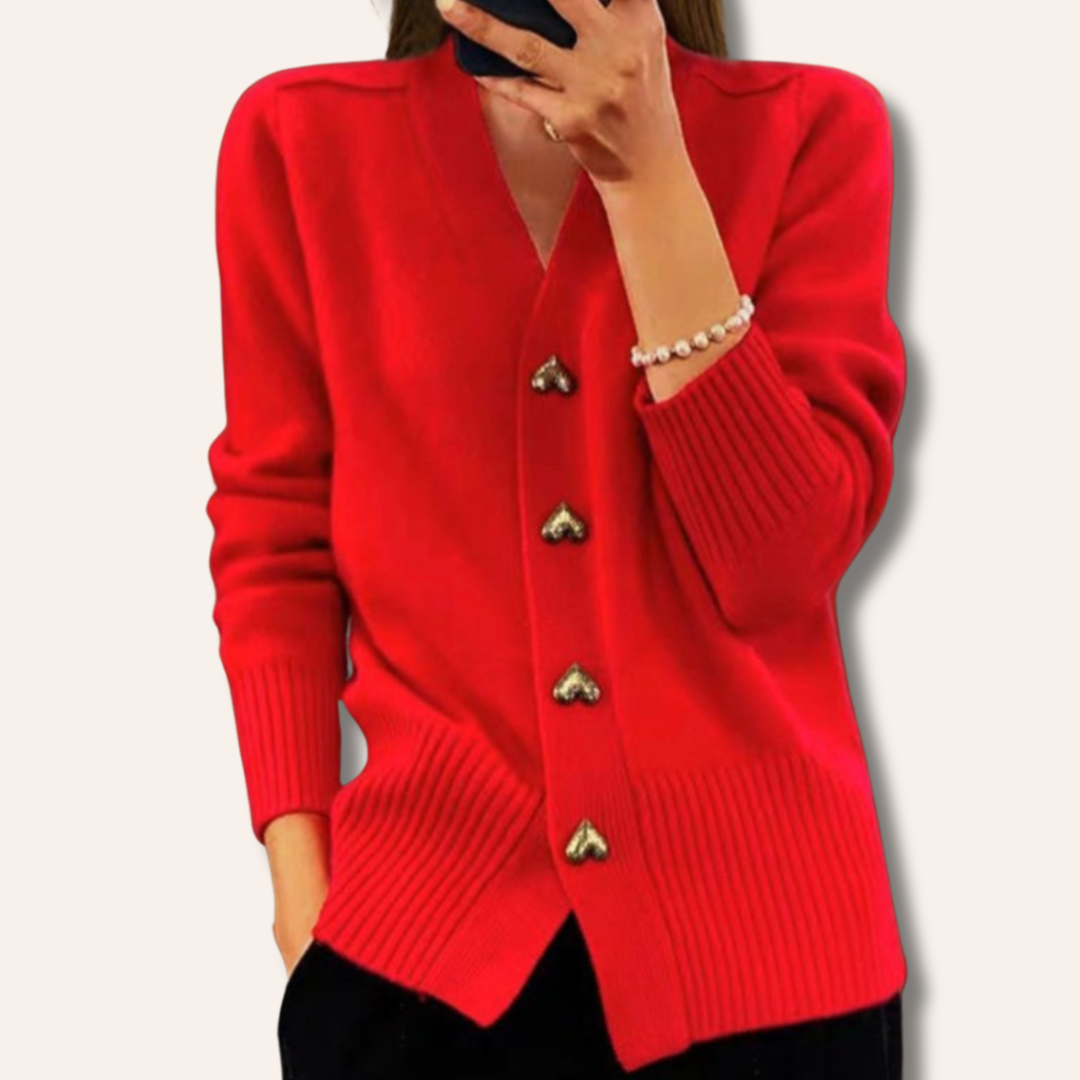 Moore | Elegant Heart Button Cardigan
