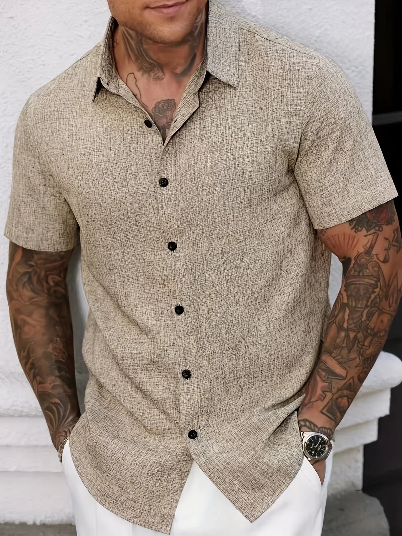 Moore | Lightweight Short-Sleeve Linen Blend Shirt