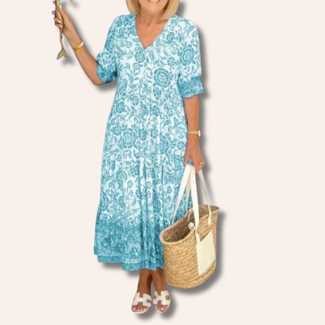Moore | Elegant Floral Dress with V-Neck