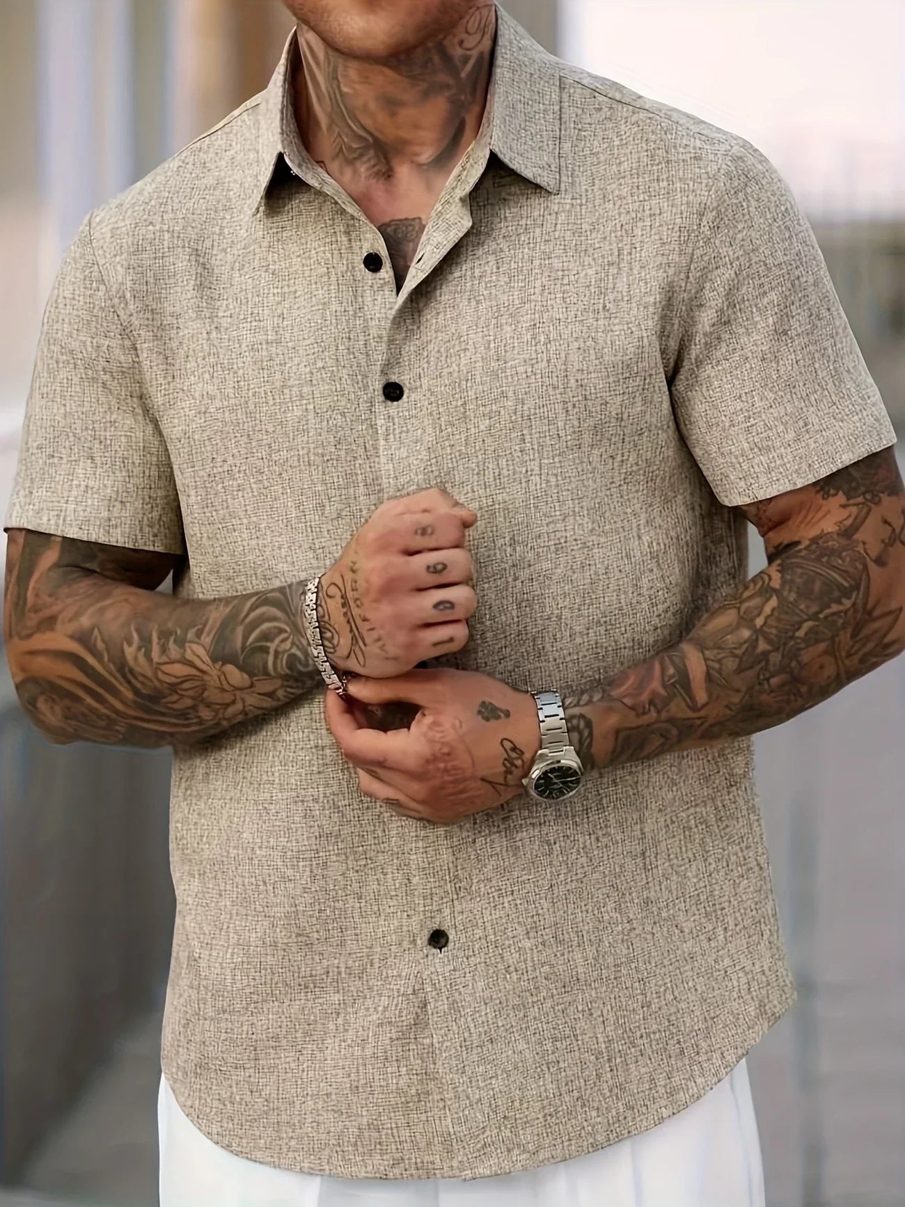 Moore | Lightweight Short-Sleeve Linen Blend Shirt