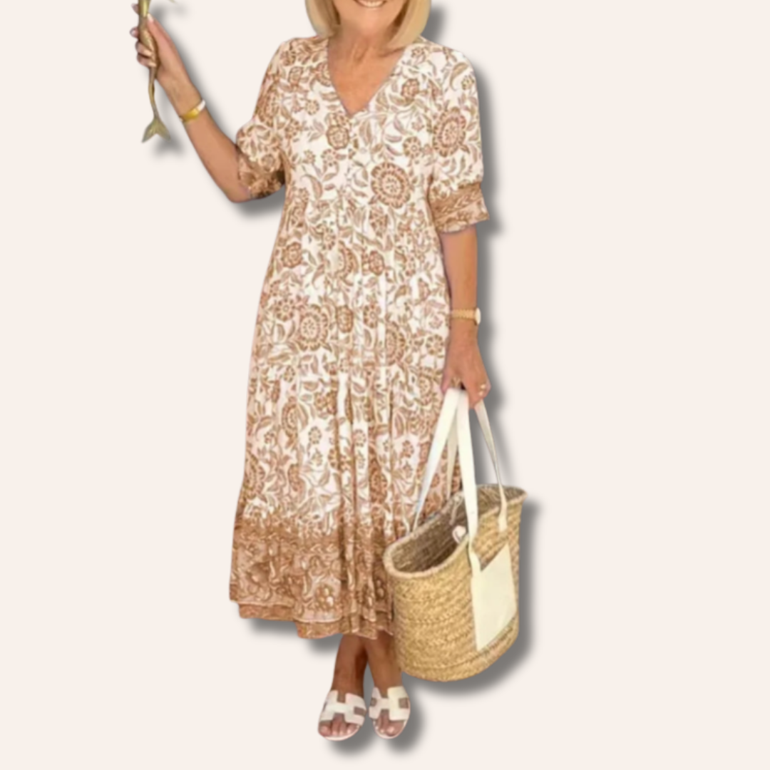 Moore | Elegant Floral Dress with V-Neck