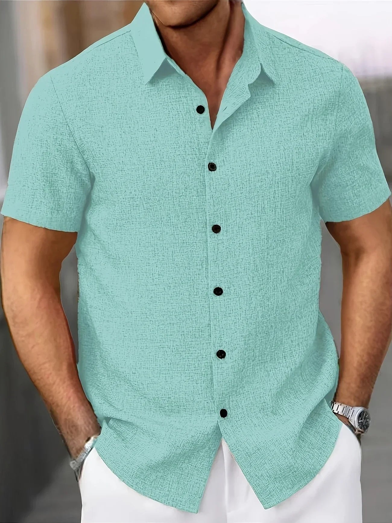 Moore | Lightweight Short-Sleeve Linen Blend Shirt