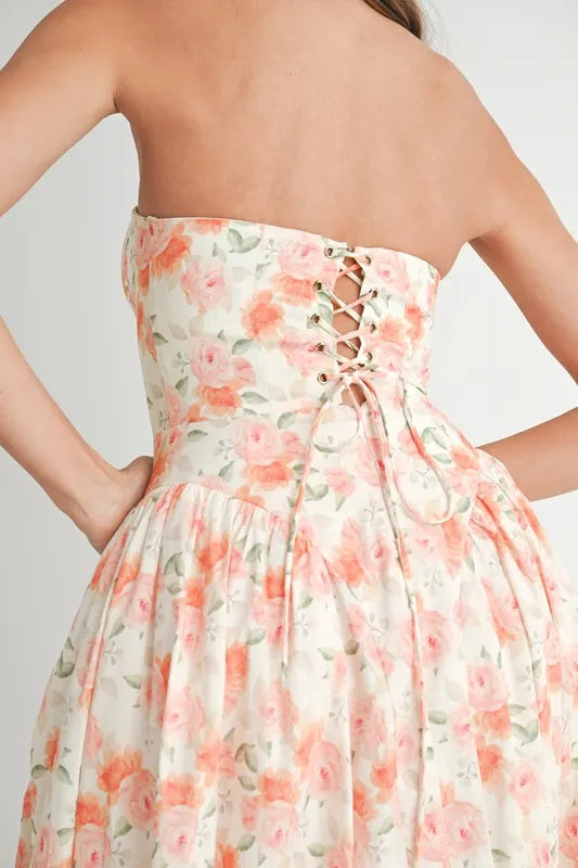 Moore | Neckline Floral Midi Dress