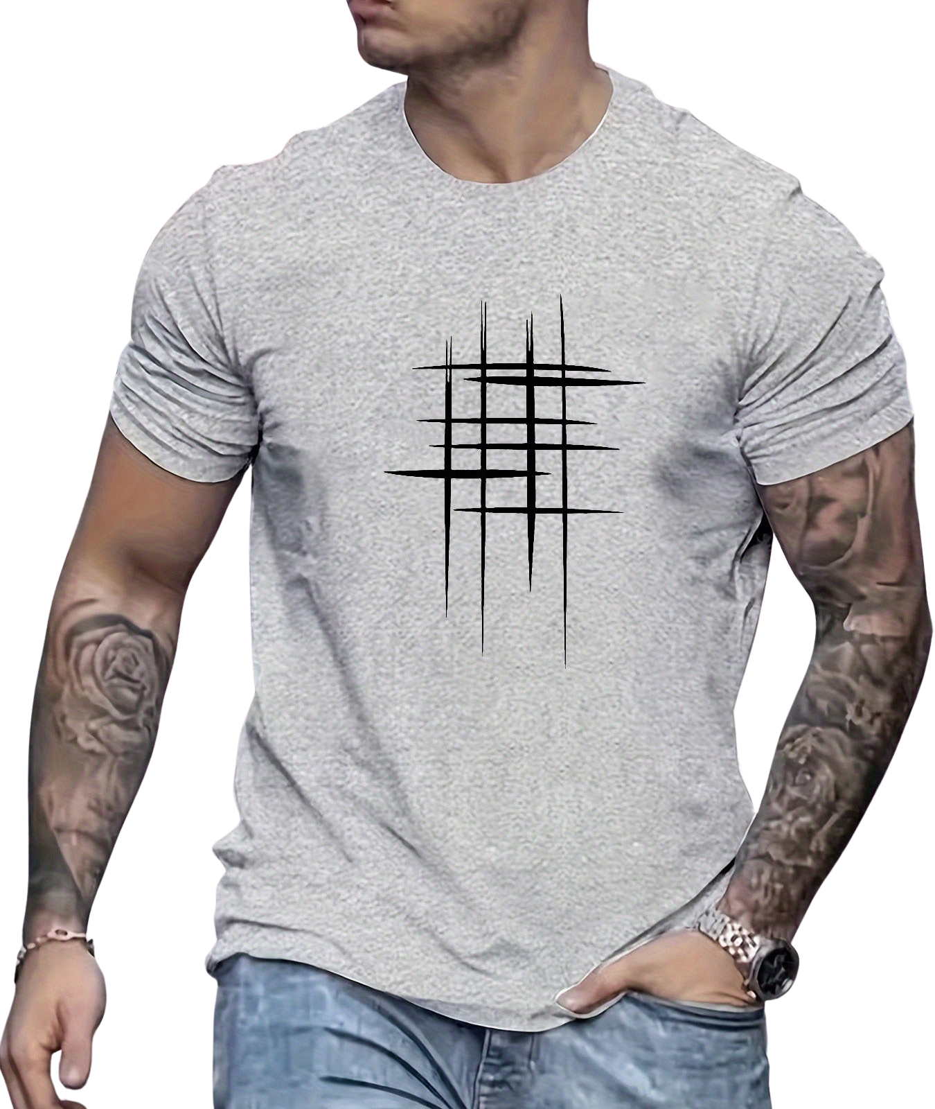 Moore | Elegant Round Neck T-Shirt with Graphic Print