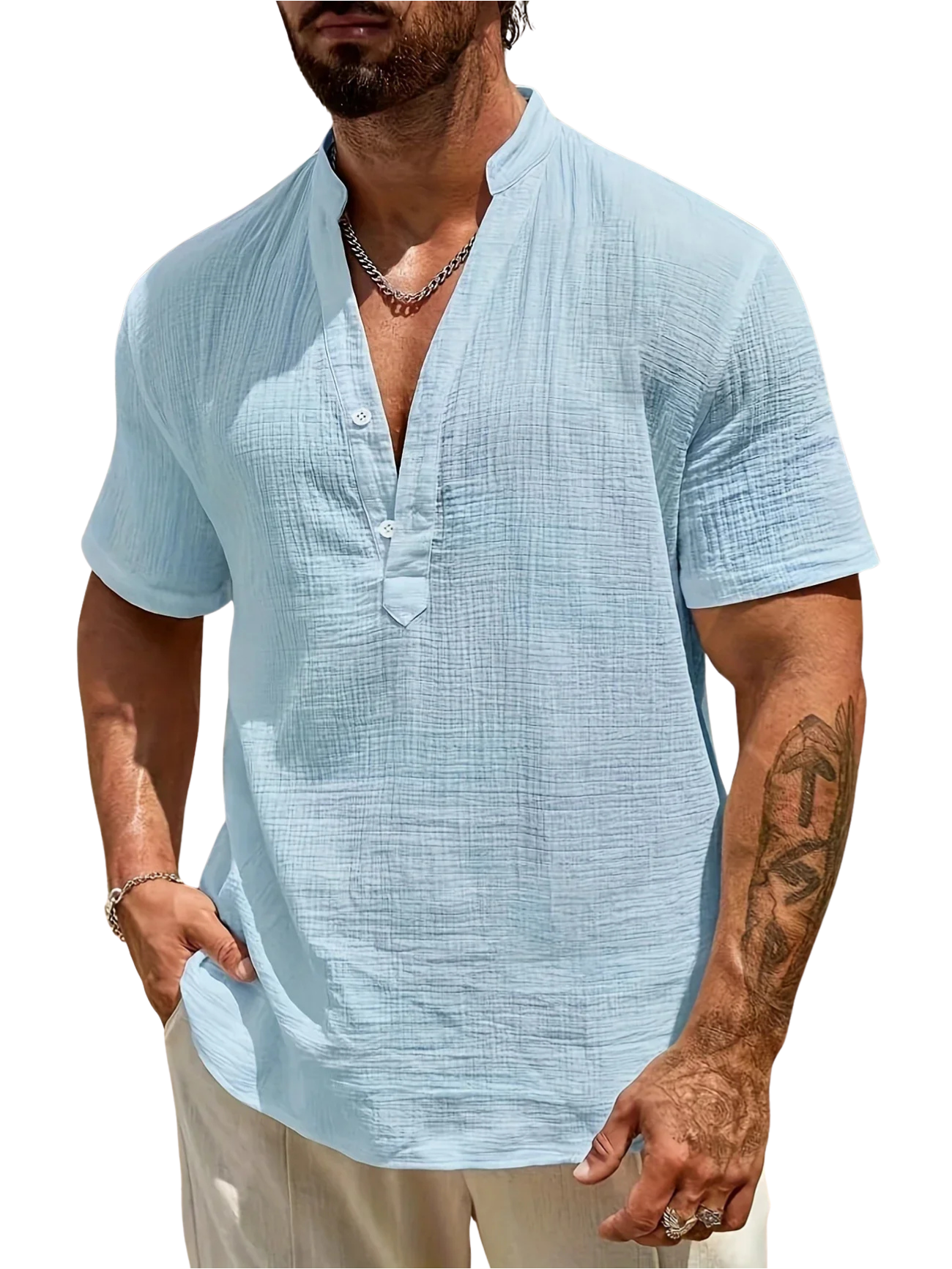 Moore | Elegant Summer Shirt with High Collar