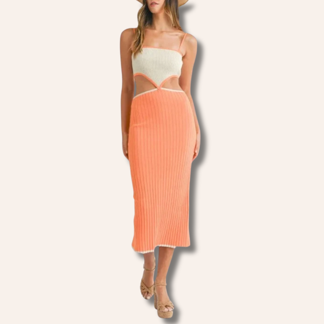 Moore | Ribbed Knitted Cutout Dress