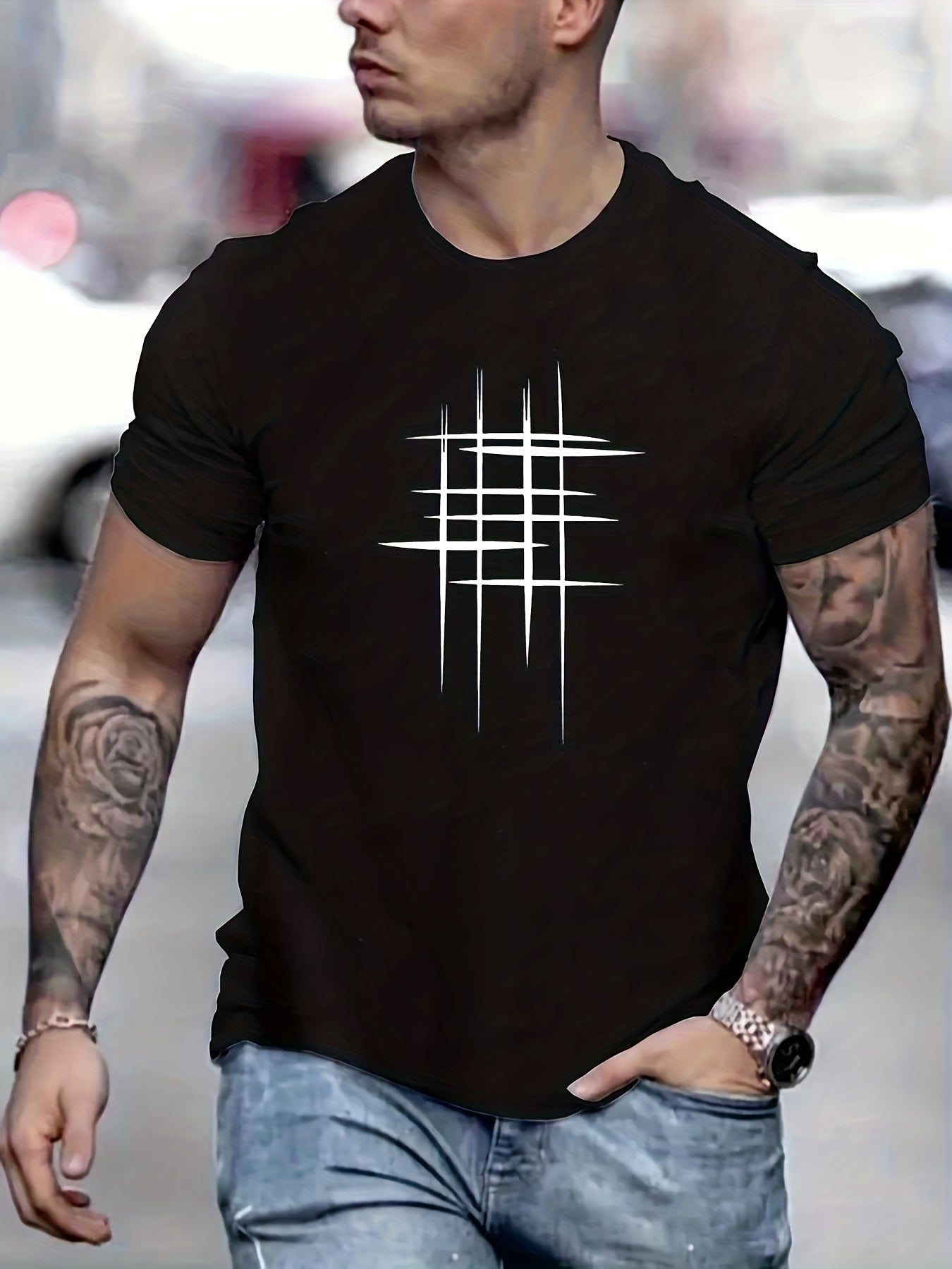 Moore | Elegant Round Neck T-Shirt with Graphic Print