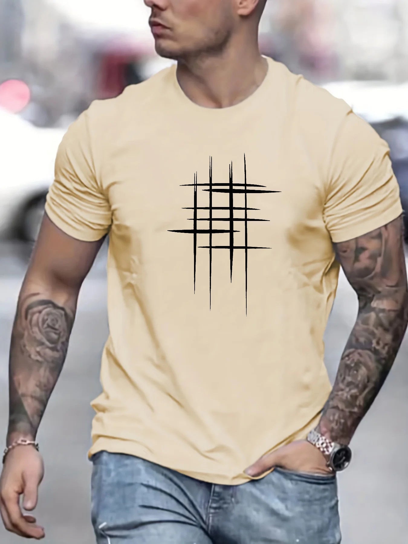 Moore | Elegant Round Neck T-Shirt with Graphic Print