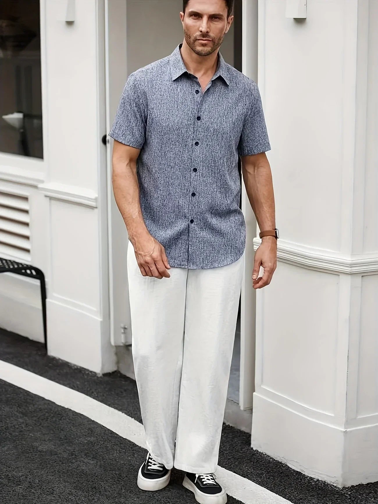 Moore | Lightweight Short-Sleeve Linen Blend Shirt
