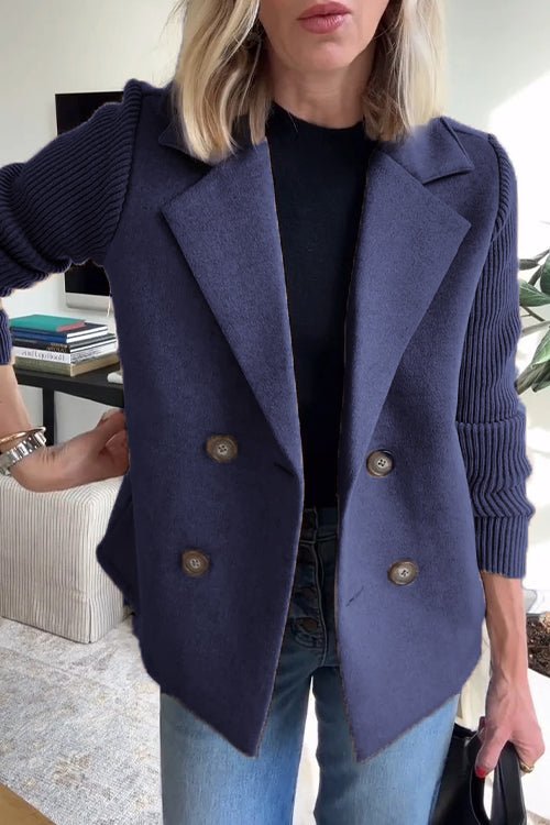 Moore | Elegant Knit-Sleeve Blazer