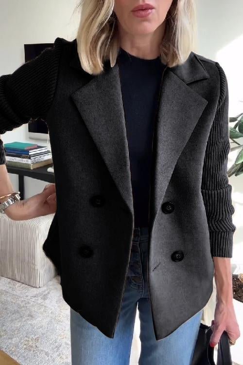 Moore | Elegant Knit-Sleeve Blazer