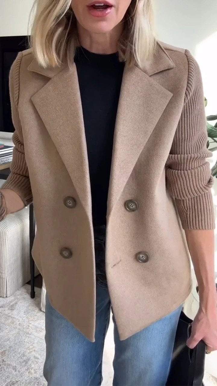 Moore | Elegant Knit-Sleeve Blazer