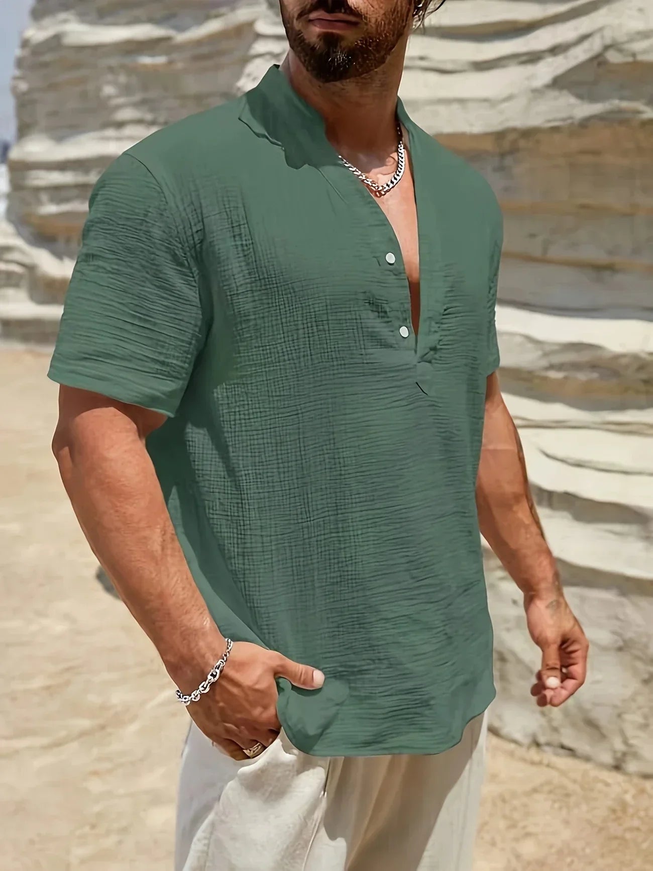 Moore | Elegant Summer Shirt with High Collar