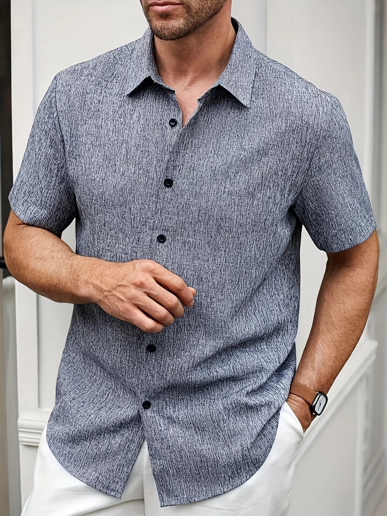 Moore | Lightweight Short-Sleeve Linen Blend Shirt
