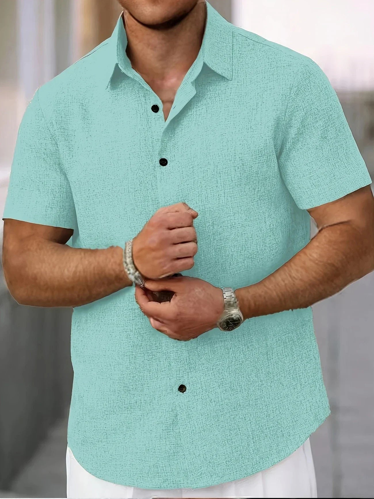 Moore | Lightweight Short-Sleeve Linen Blend Shirt
