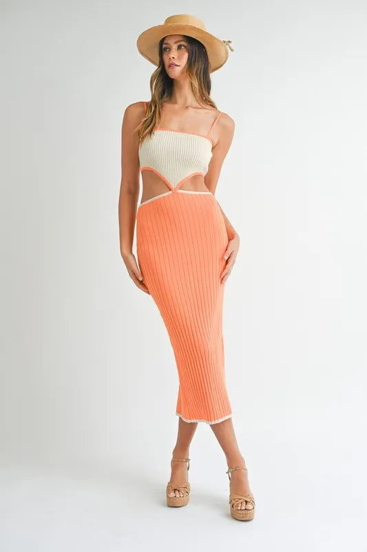 Moore | Ribbed Knitted Cutout Dress