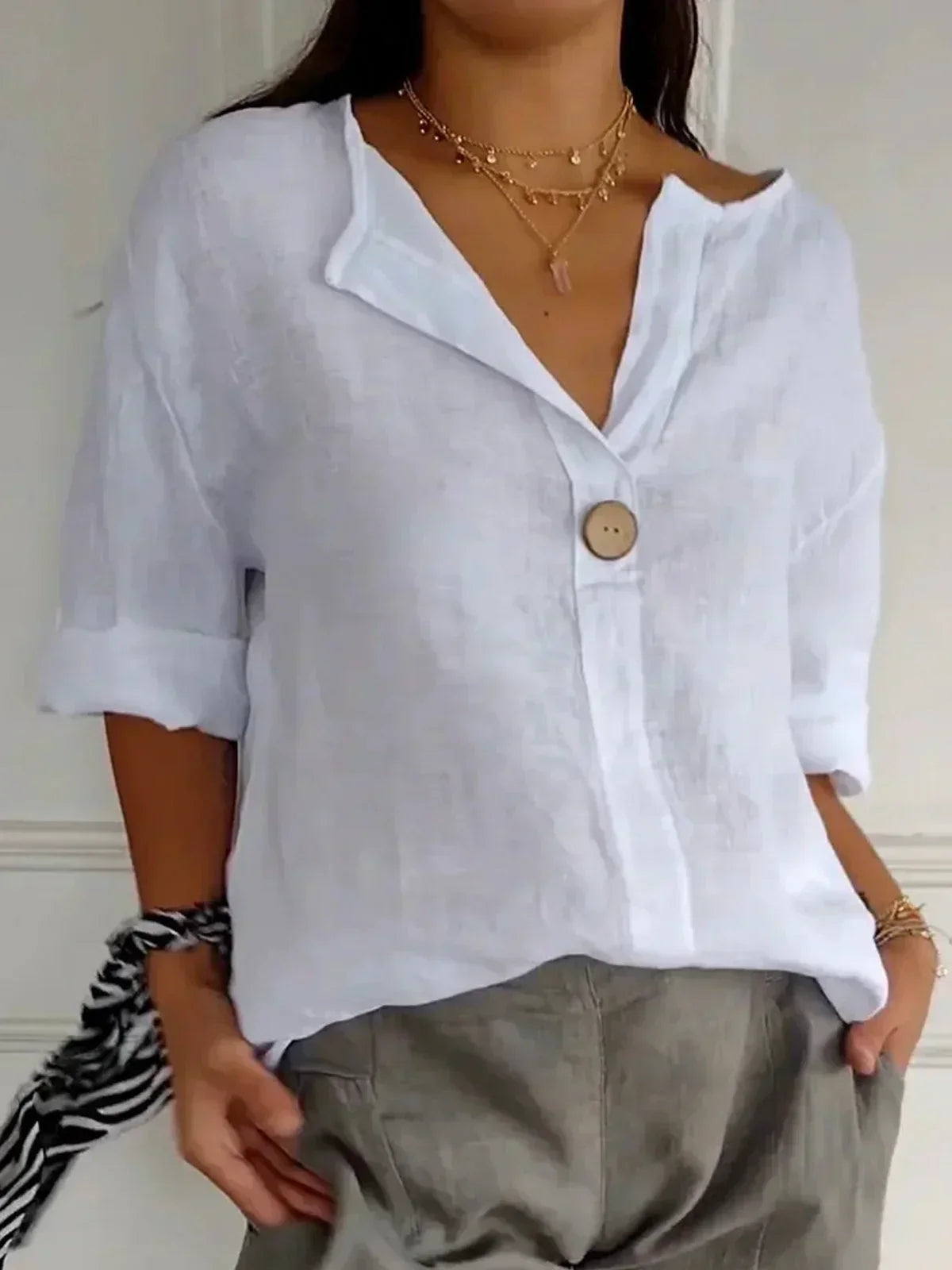 Moore | Premium V-Neck 3/4 Sleeve Blouse