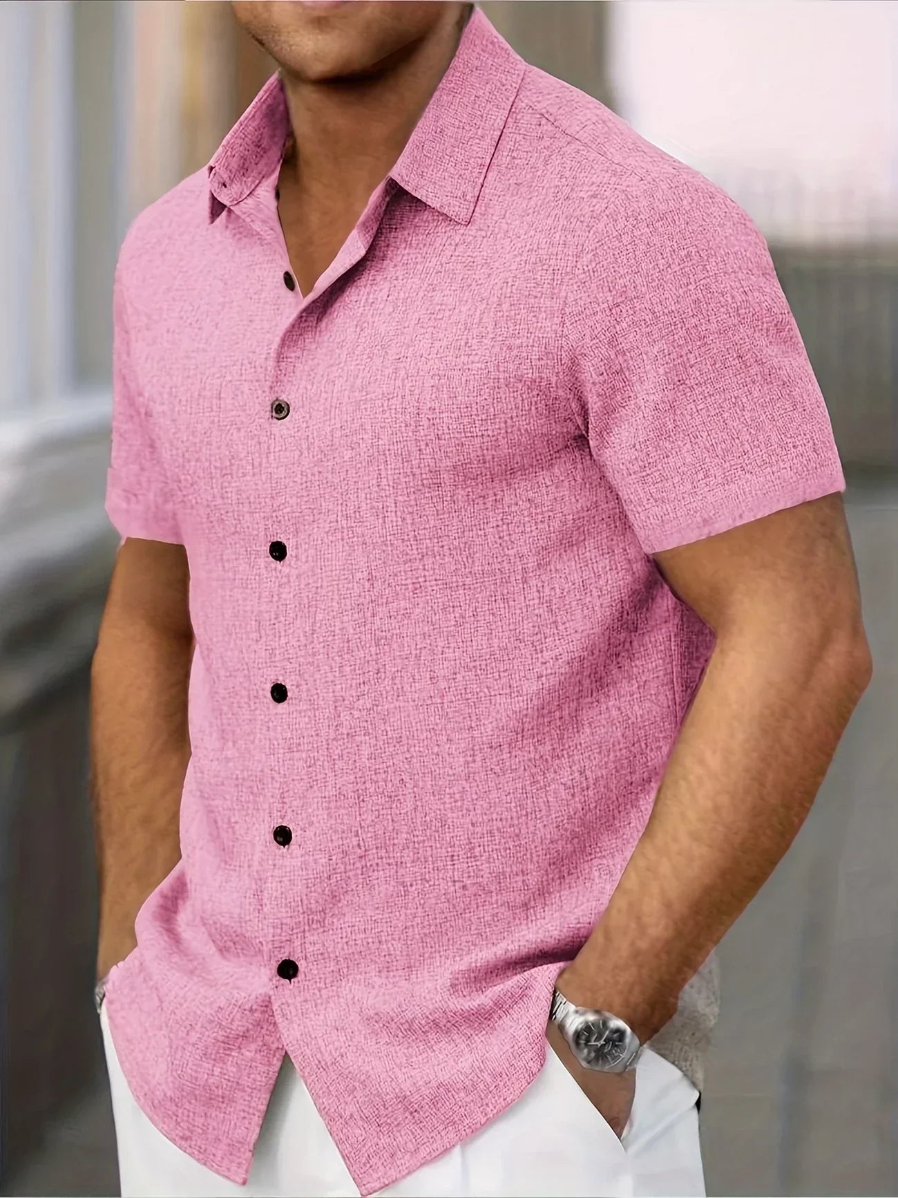 Moore | Lightweight Short-Sleeve Linen Blend Shirt