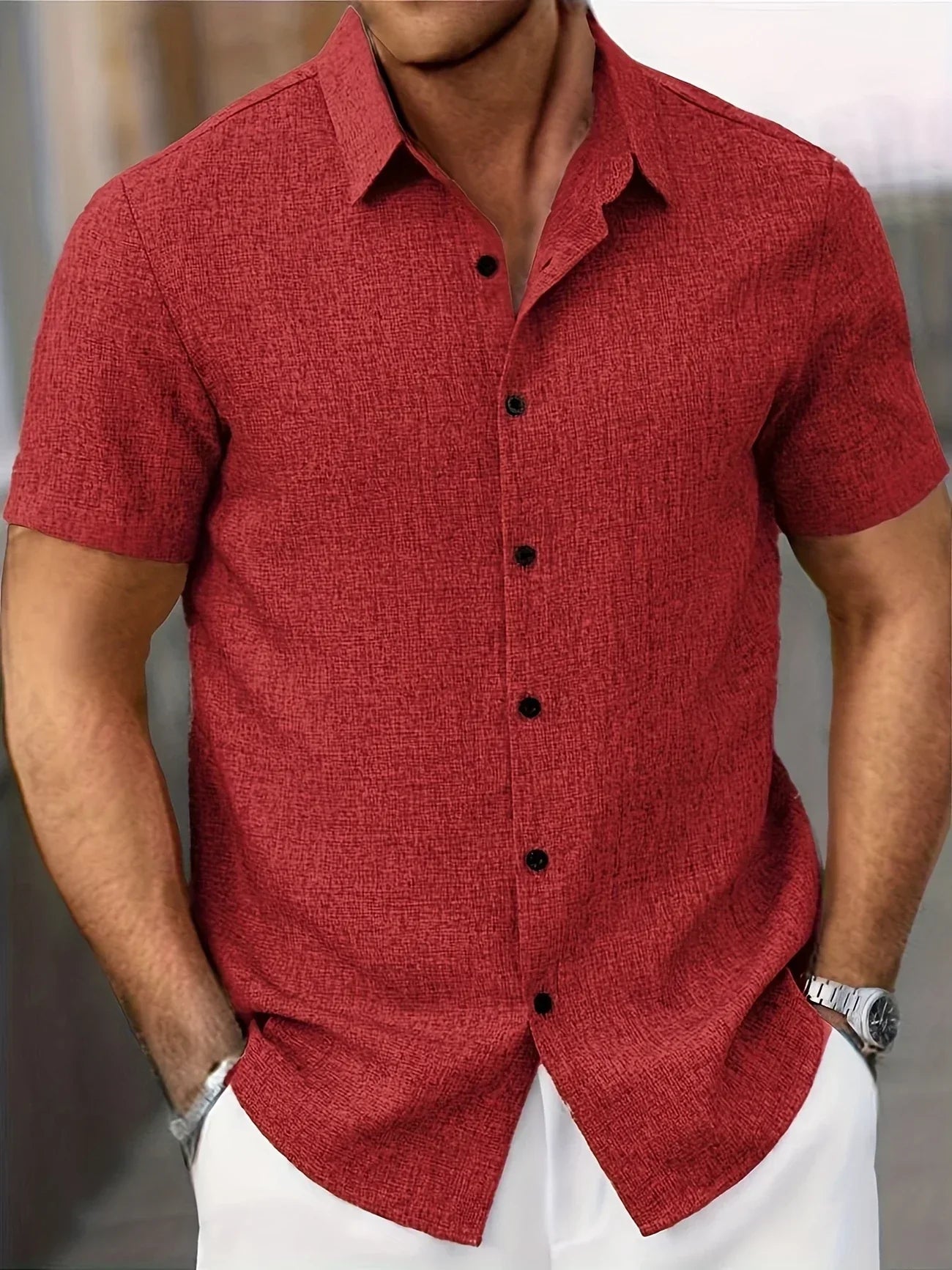 Moore | Lightweight Short-Sleeve Linen Blend Shirt