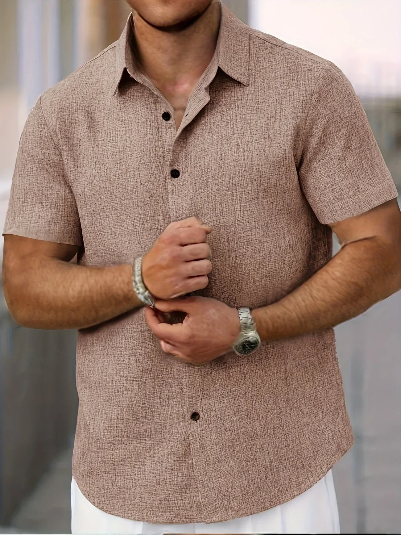 Moore | Lightweight Short-Sleeve Linen Blend Shirt