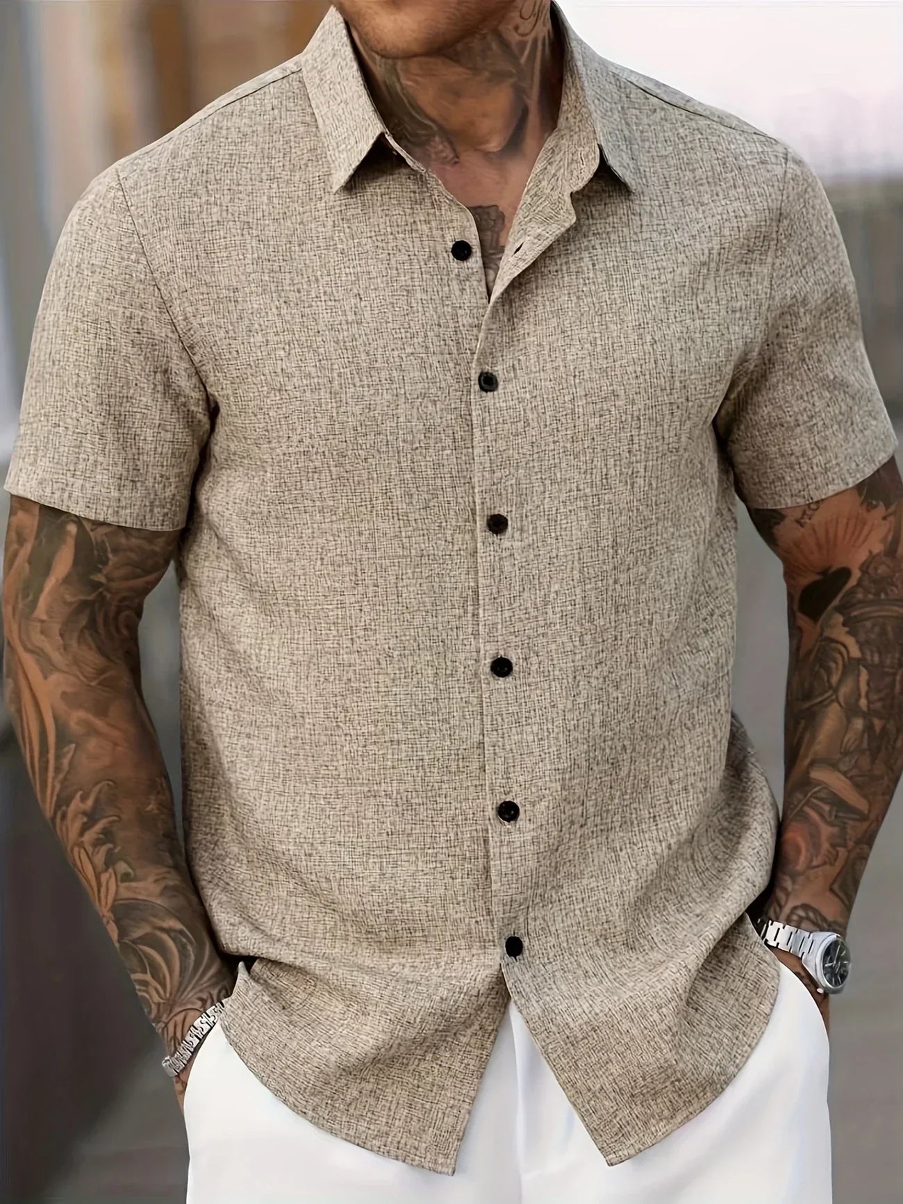 Moore | Lightweight Short-Sleeve Linen Blend Shirt