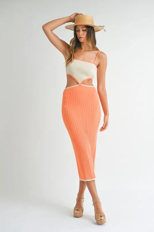 Moore | Ribbed Knitted Cutout Dress