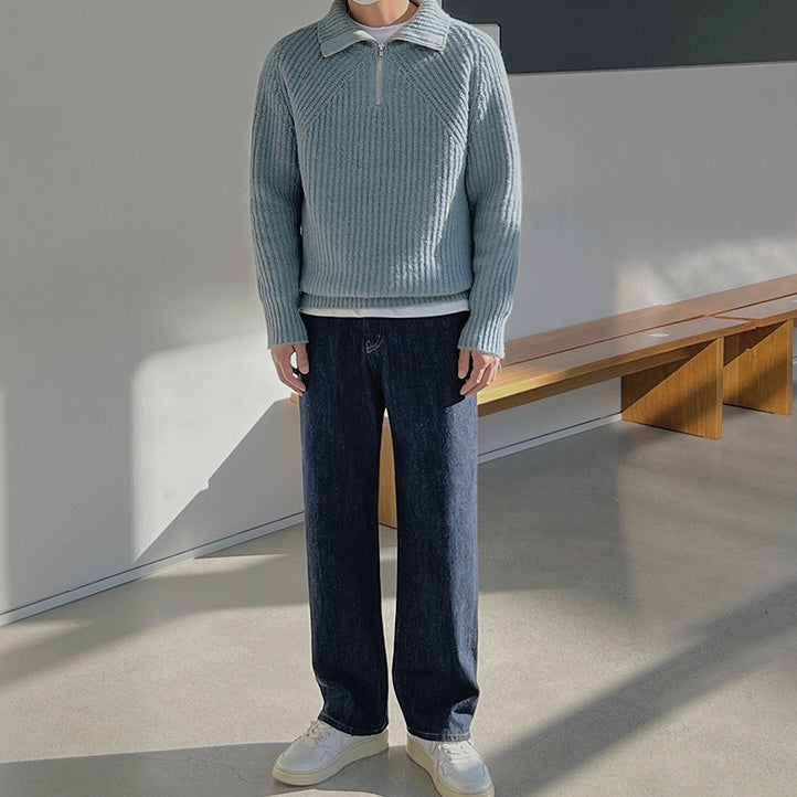 Moore | Quarter Zip Pullover in Azure