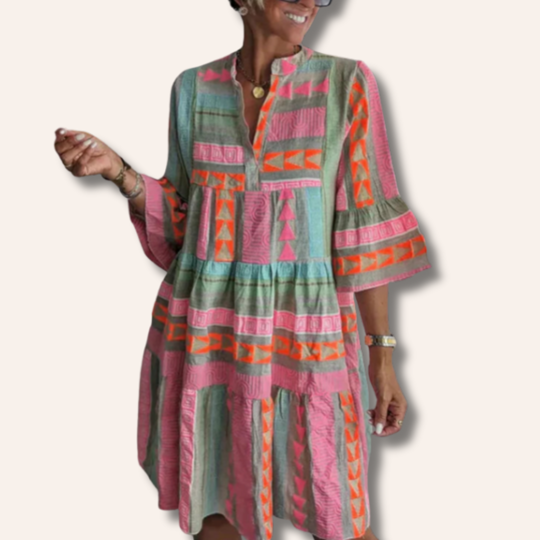 Moore | Chic V-Neck Cotton Summer Dress