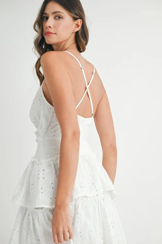 Moore | Eyelet Ruffle Mini Dress