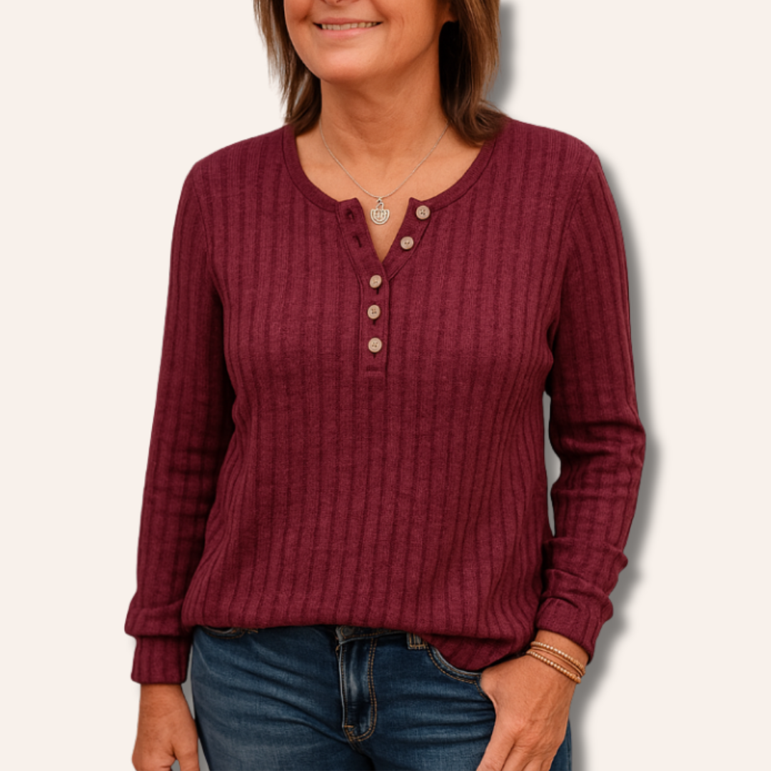 Moore | Textured Button Knit Top