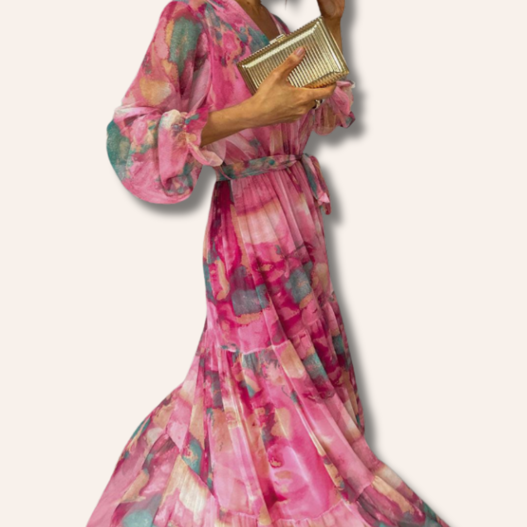 Moore | Floral Pattern Dress With Sleeves