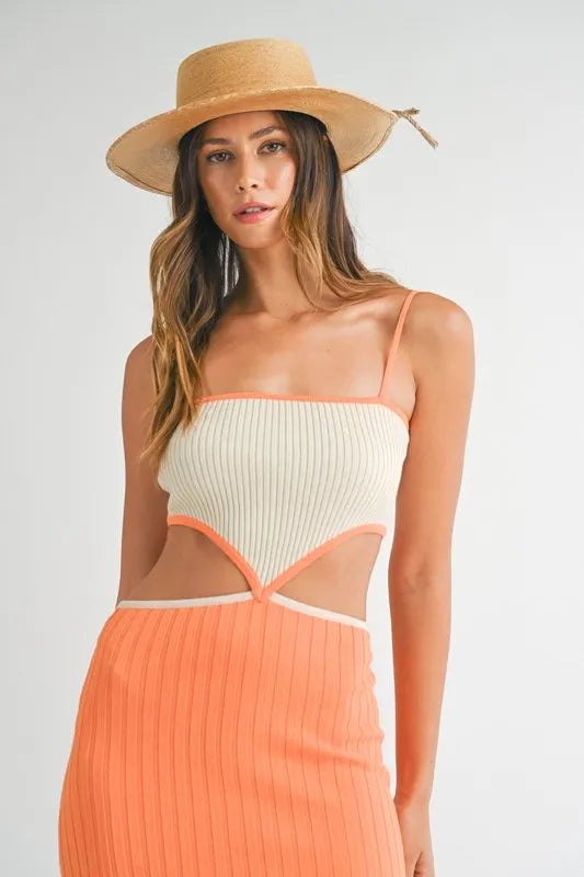 Moore | Ribbed Knitted Cutout Dress