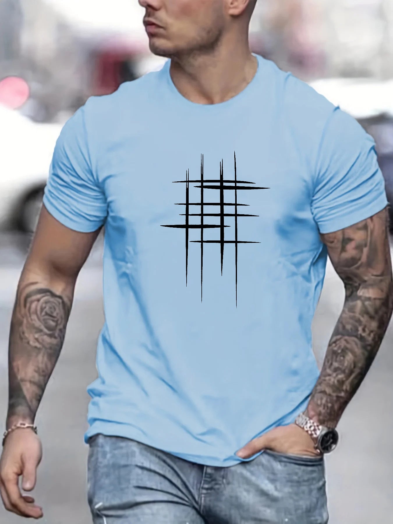 Moore | Elegant Round Neck T-Shirt with Graphic Print