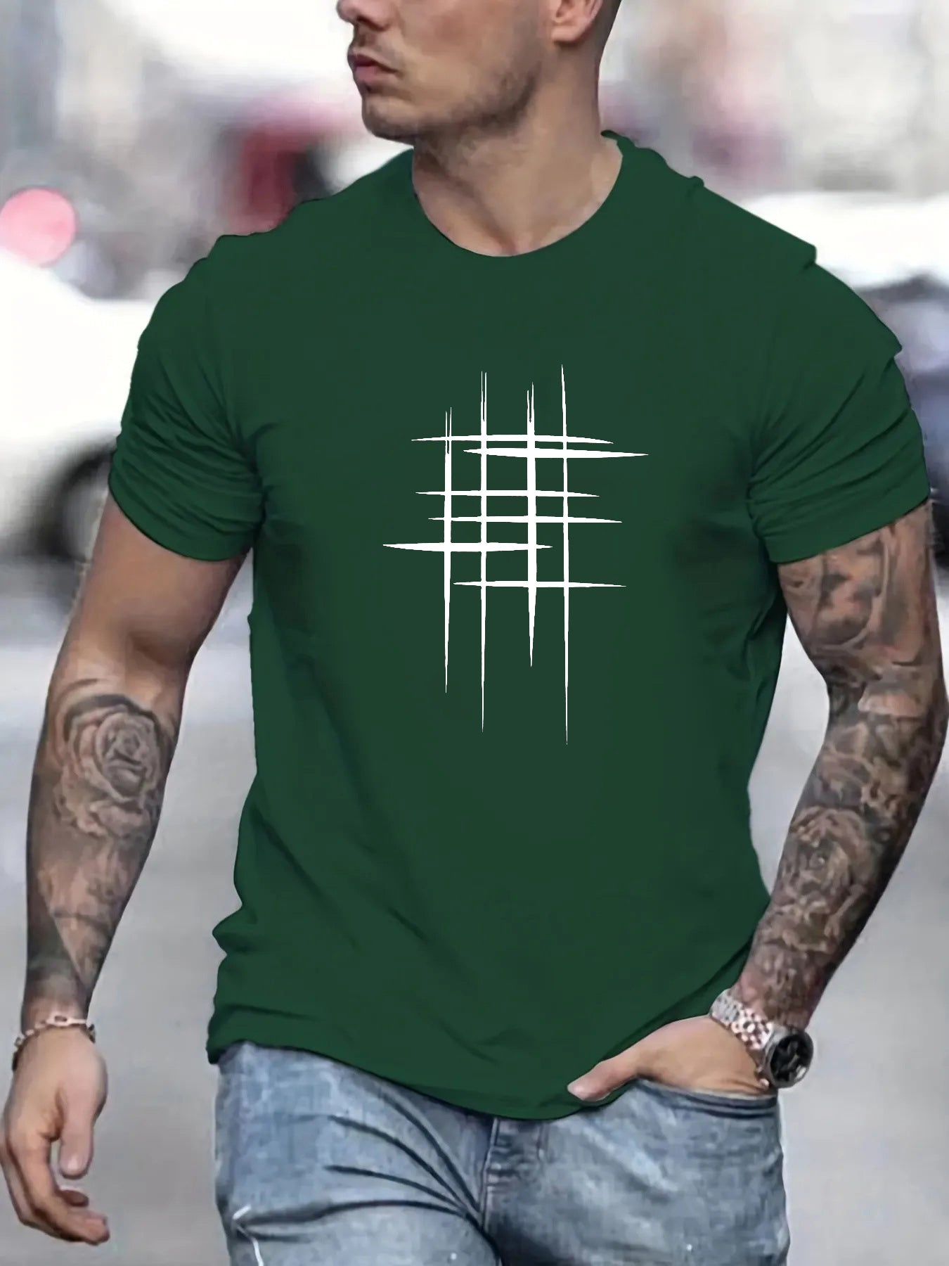 Moore | Elegant Round Neck T-Shirt with Graphic Print