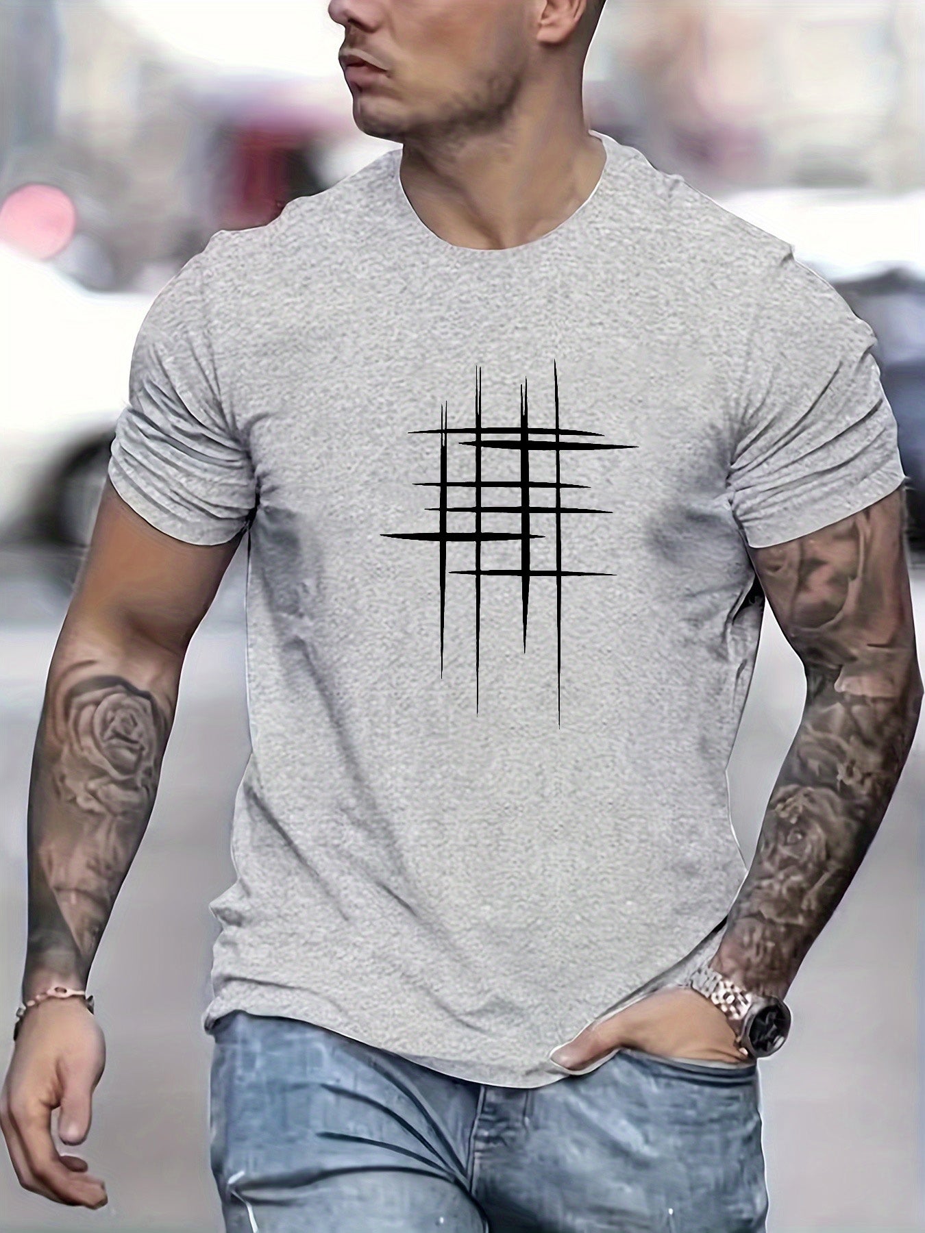 Moore | Elegant Round Neck T-Shirt with Graphic Print